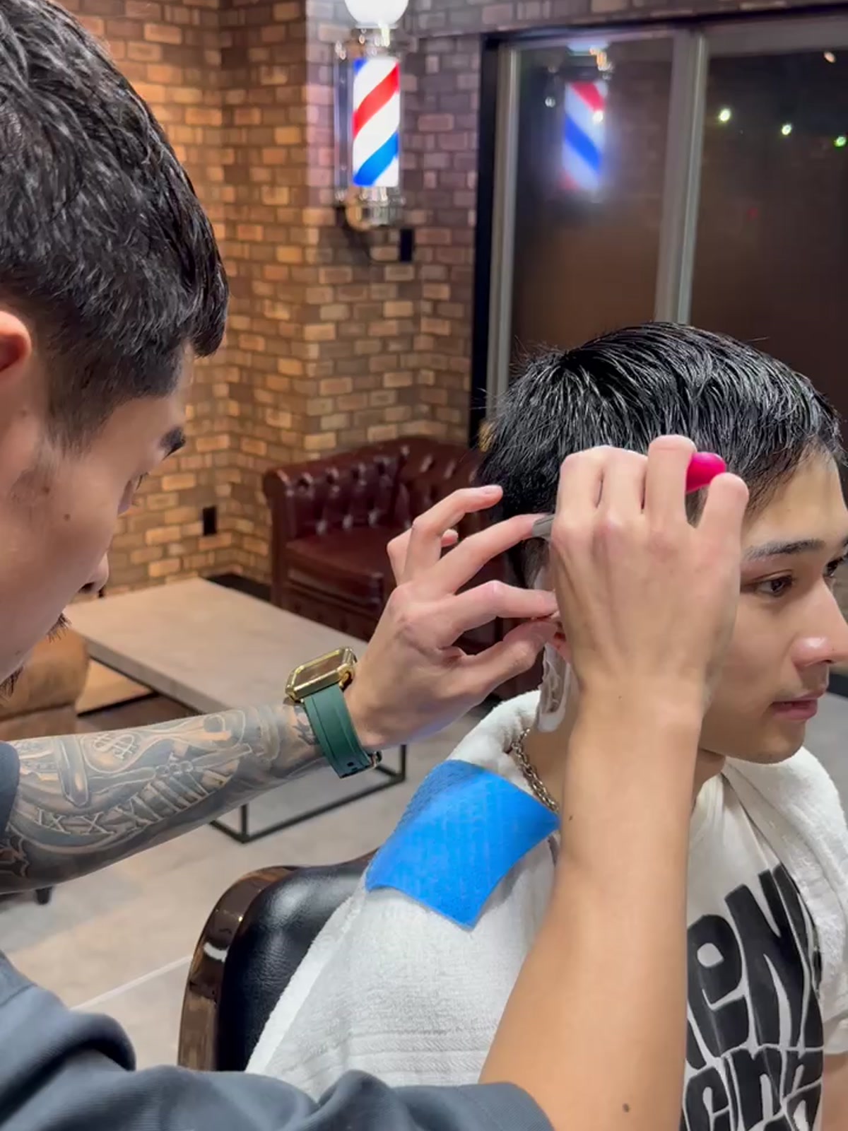 代田橋のバーバー・床屋（理容室）Lit BARBER 来店後の流れ 流し